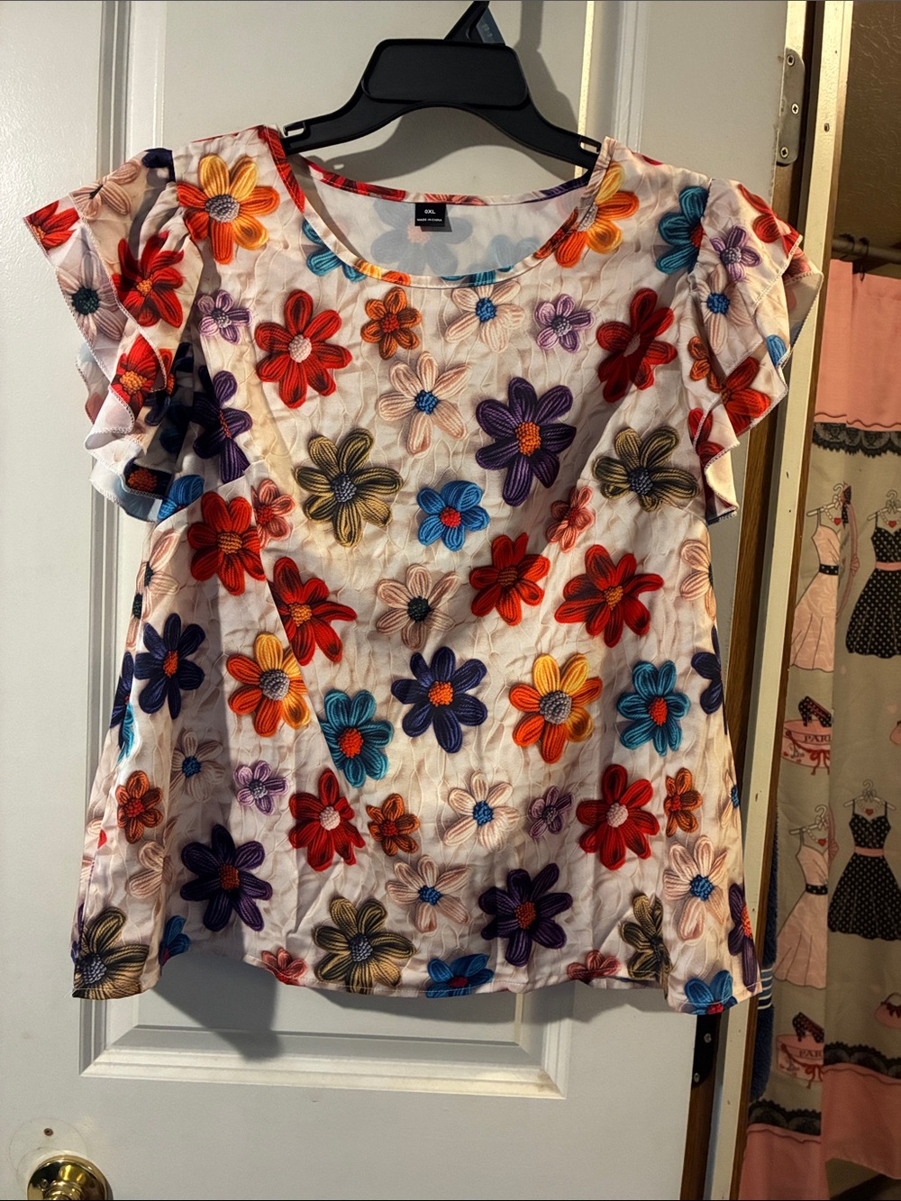 Floral Embroidered Short-Sleeve Women's Top - Multicolor